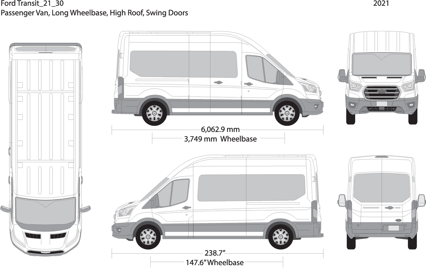 2021 Ford Transit Swing Doors V30 Vehicle Wrap Template