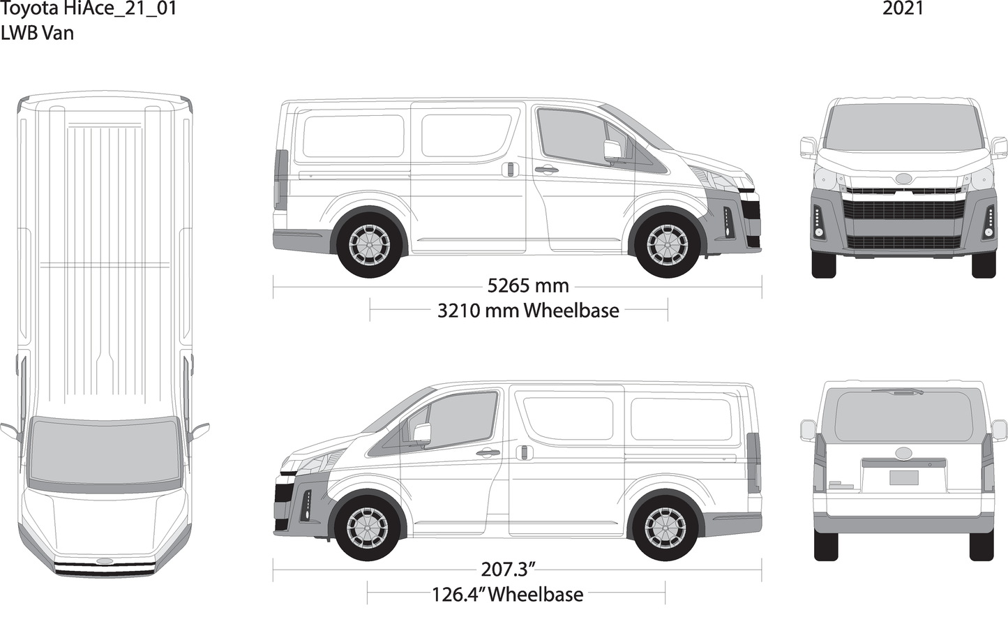 2021 Toyota Hiace V01 Vehicle Wrap Template