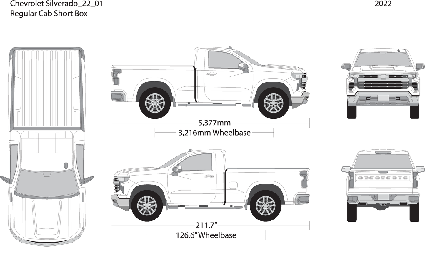 2022 Chevy Silverado 1500 V01 Vehicle Wrap Template