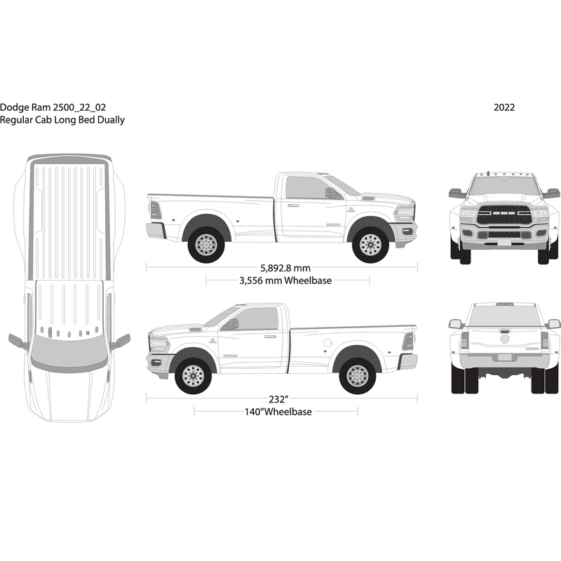 2022 Dodge Ram 2500 3500 V02 Vehicle Wrap Template