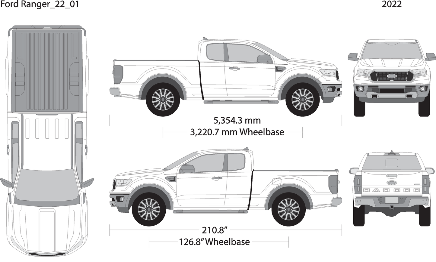 2022 Ford Ranger V01 Vehicle Wrap Template