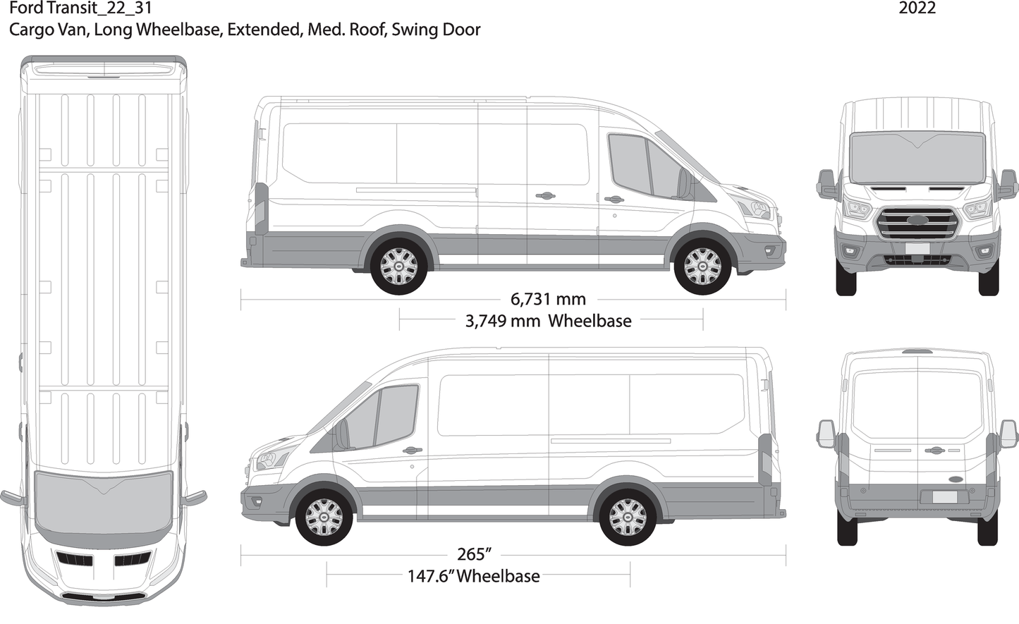 2022 Ford Transit Swing Doors V31 Vehicle Wrap Template