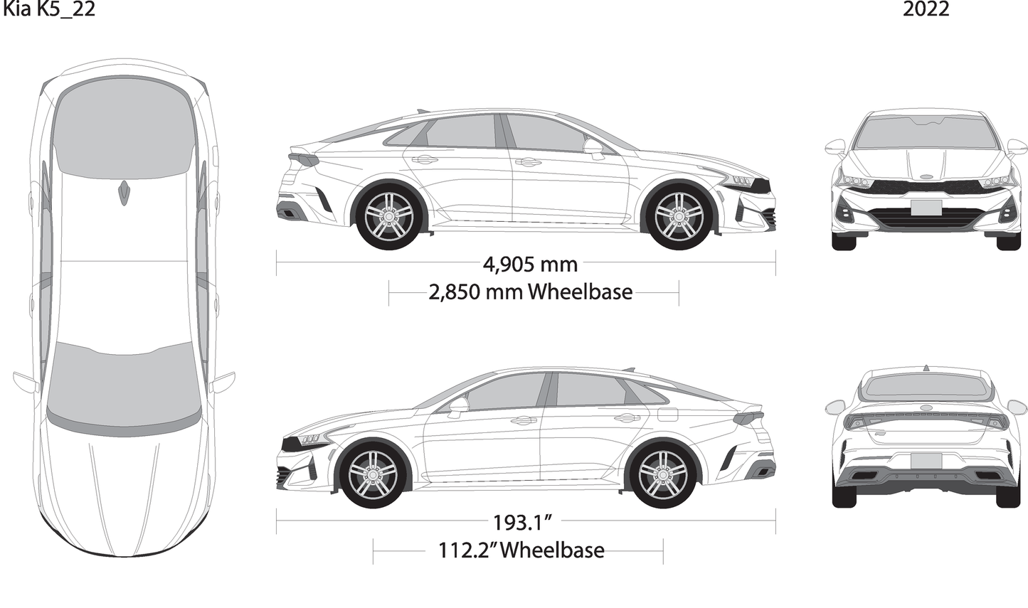 2022 Kia K5 V22 Vehicle Wrap Template