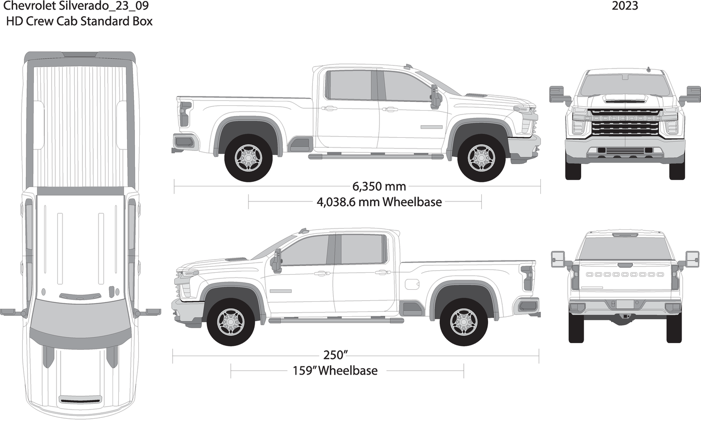 2023 Chevy Silverado 2500 3500 Hd V09 Vehicle Wrap Template