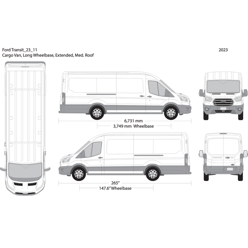 2023 Ford Transit Sliding Doors V11 Vehicle Wrap Template