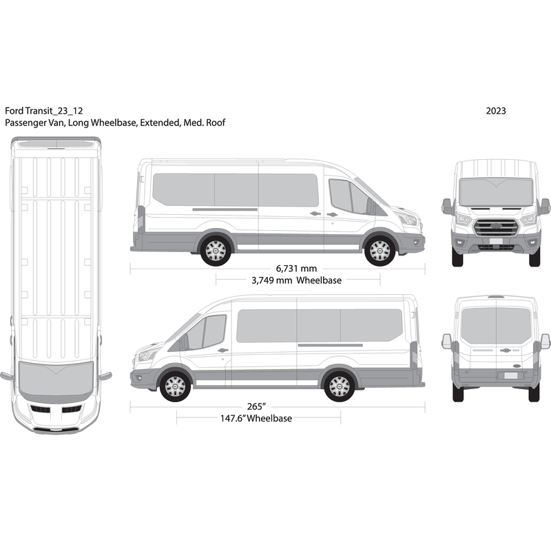2023 Ford Transit Sliding Doors V12 Vehicle Wrap Template