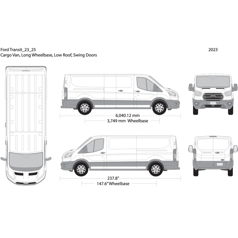 2023 Ford Transit Swing Doors V25 Vehicle Wrap Template