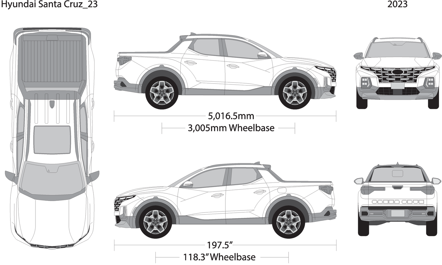 2023 Hyundai Santa Cruz V23 Vehicle Wrap Template