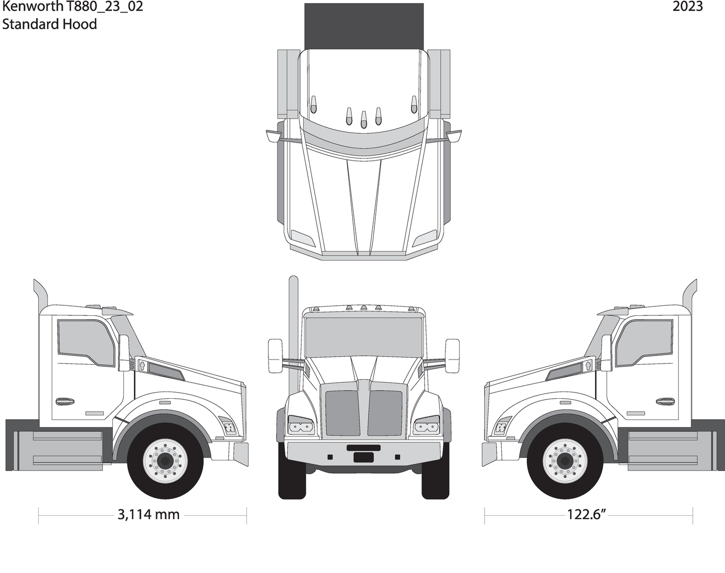 2023 Kenworth T880 V02 Vehicle Wrap Template