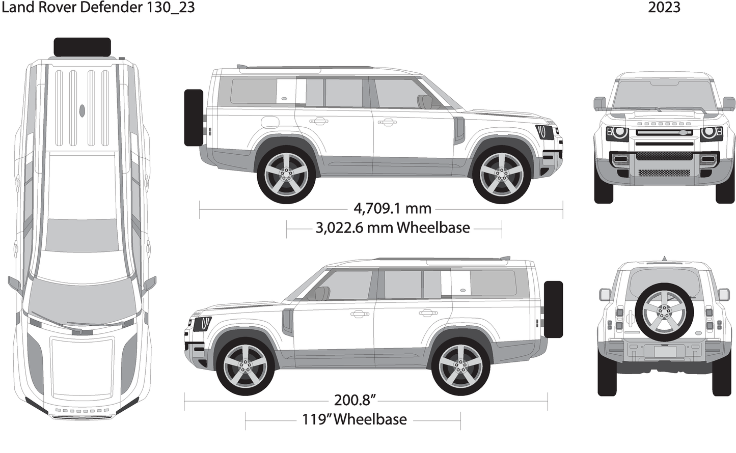 2023 Land Rover Defender Defender 130 V23 Vehicle Wrap Template