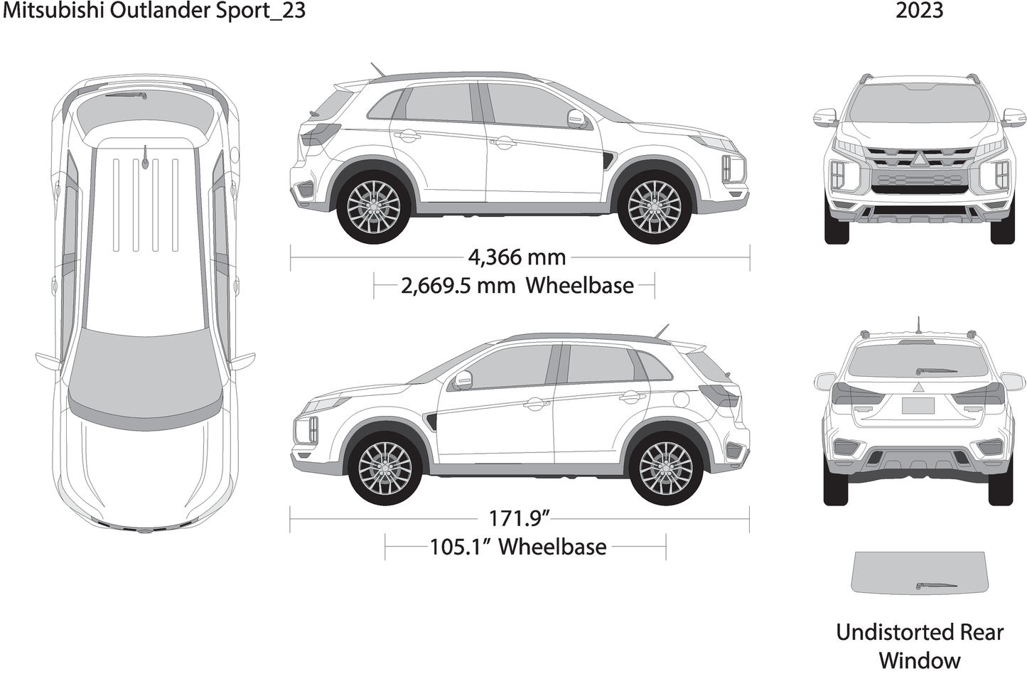 2023 Mitsubishi Outlander Sport V23 Vehicle Wrap Template