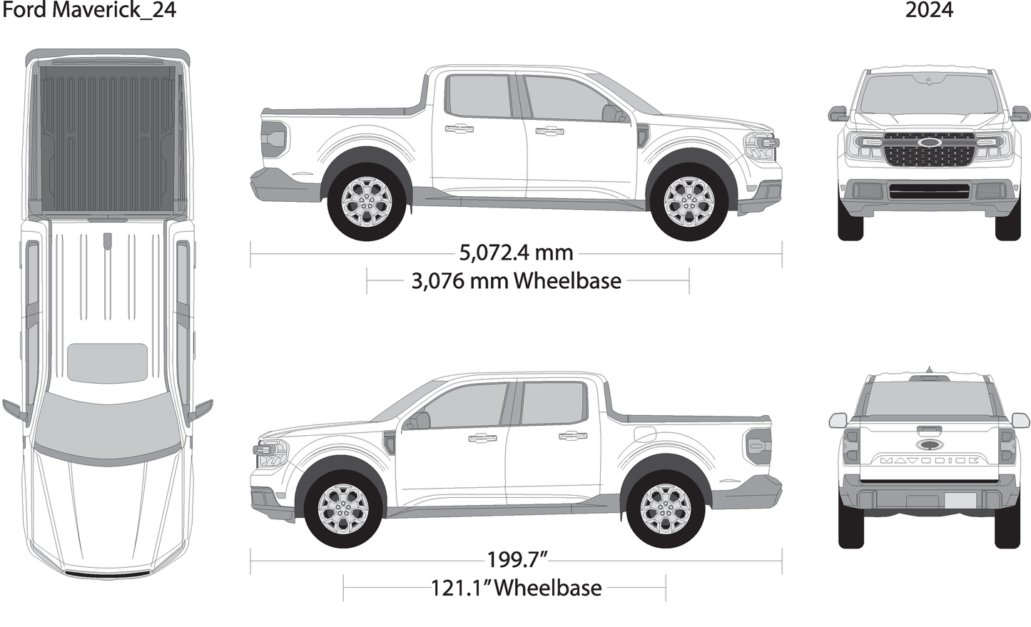2024 Ford Maverick V24 Vehicle Wrap Template