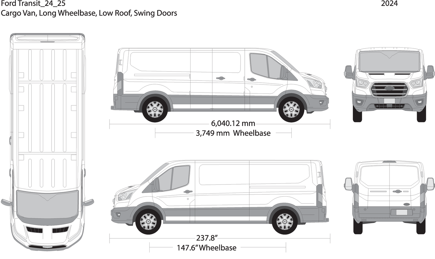2024 Ford Transit Swing Doors V25 Vehicle Wrap Template