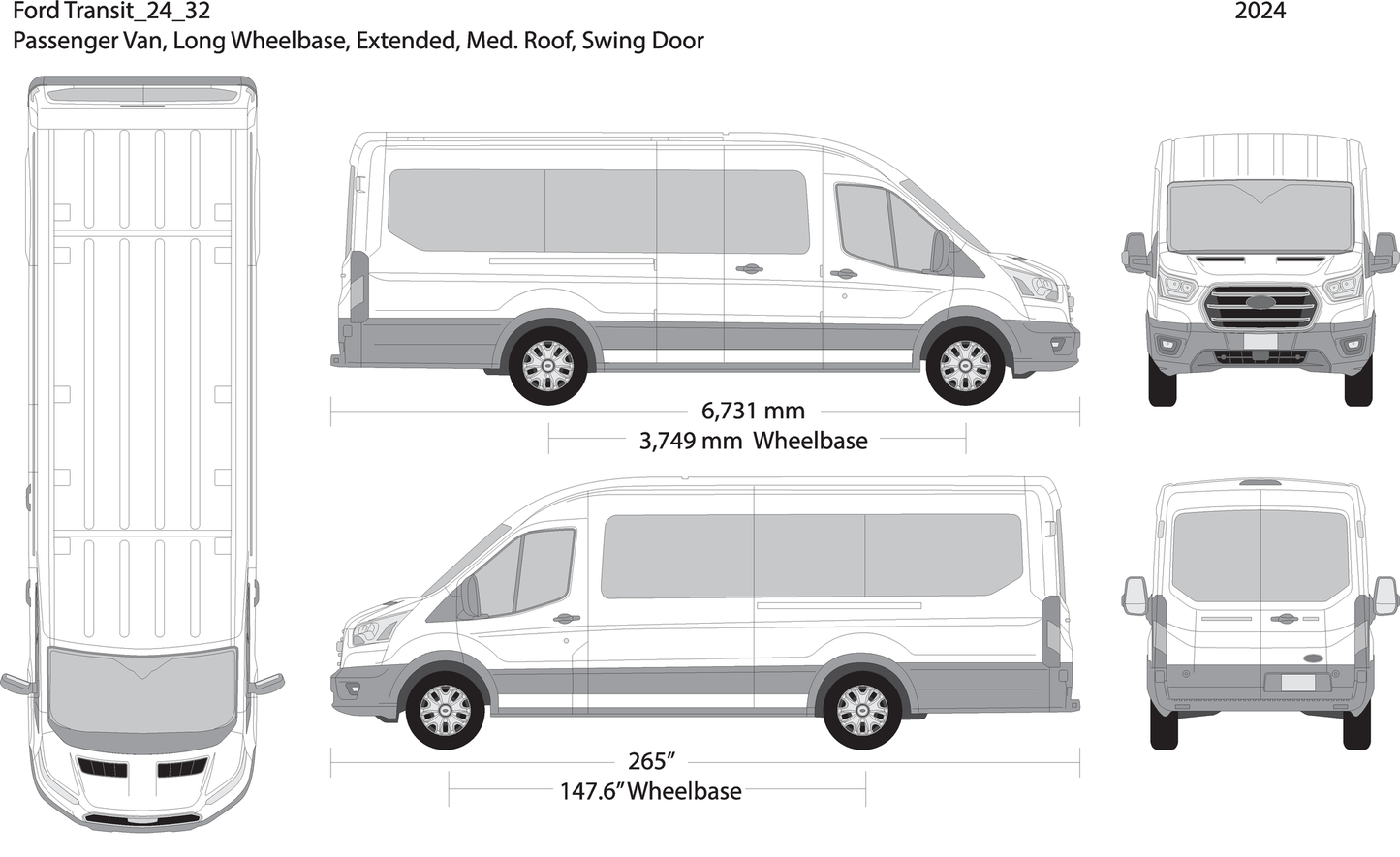 2024 Ford Transit Swing Doors V32 Vehicle Wrap Template