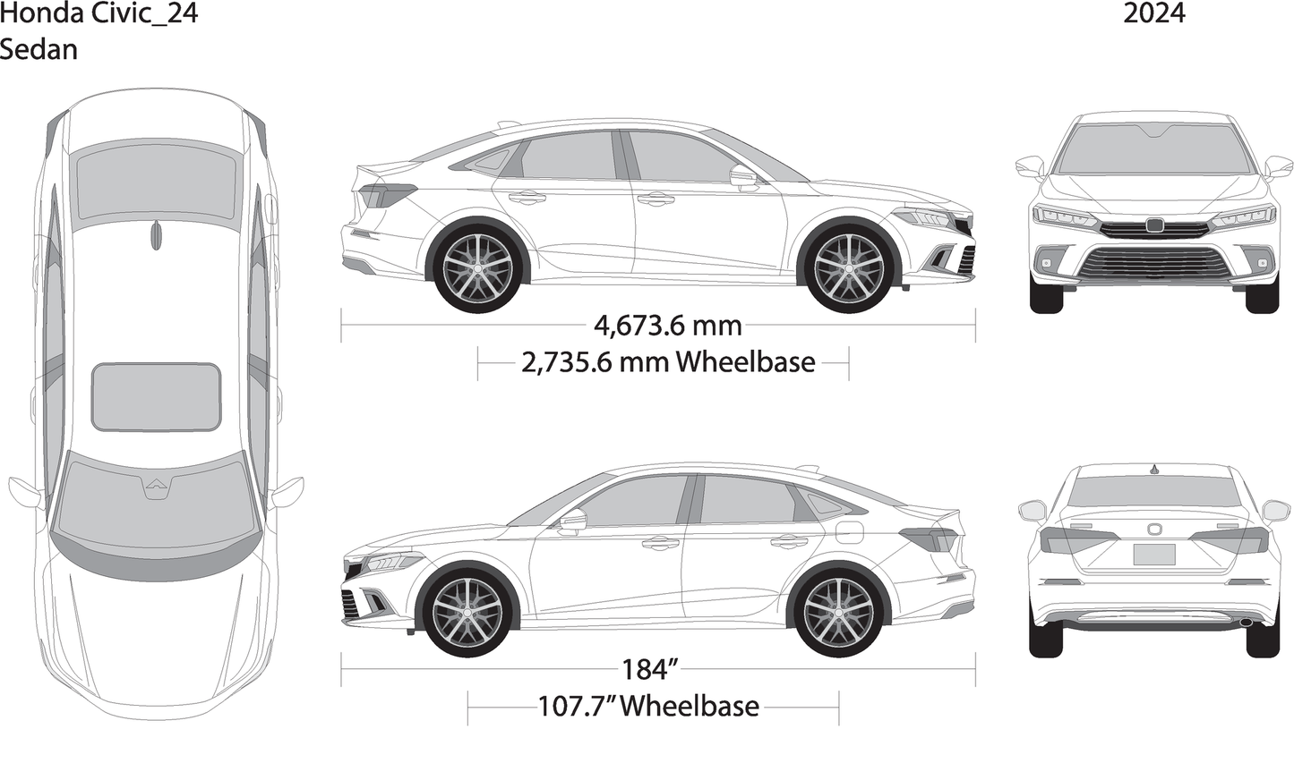 2024 Honda Civic Sedan V24 Vehicle Wrap Template
