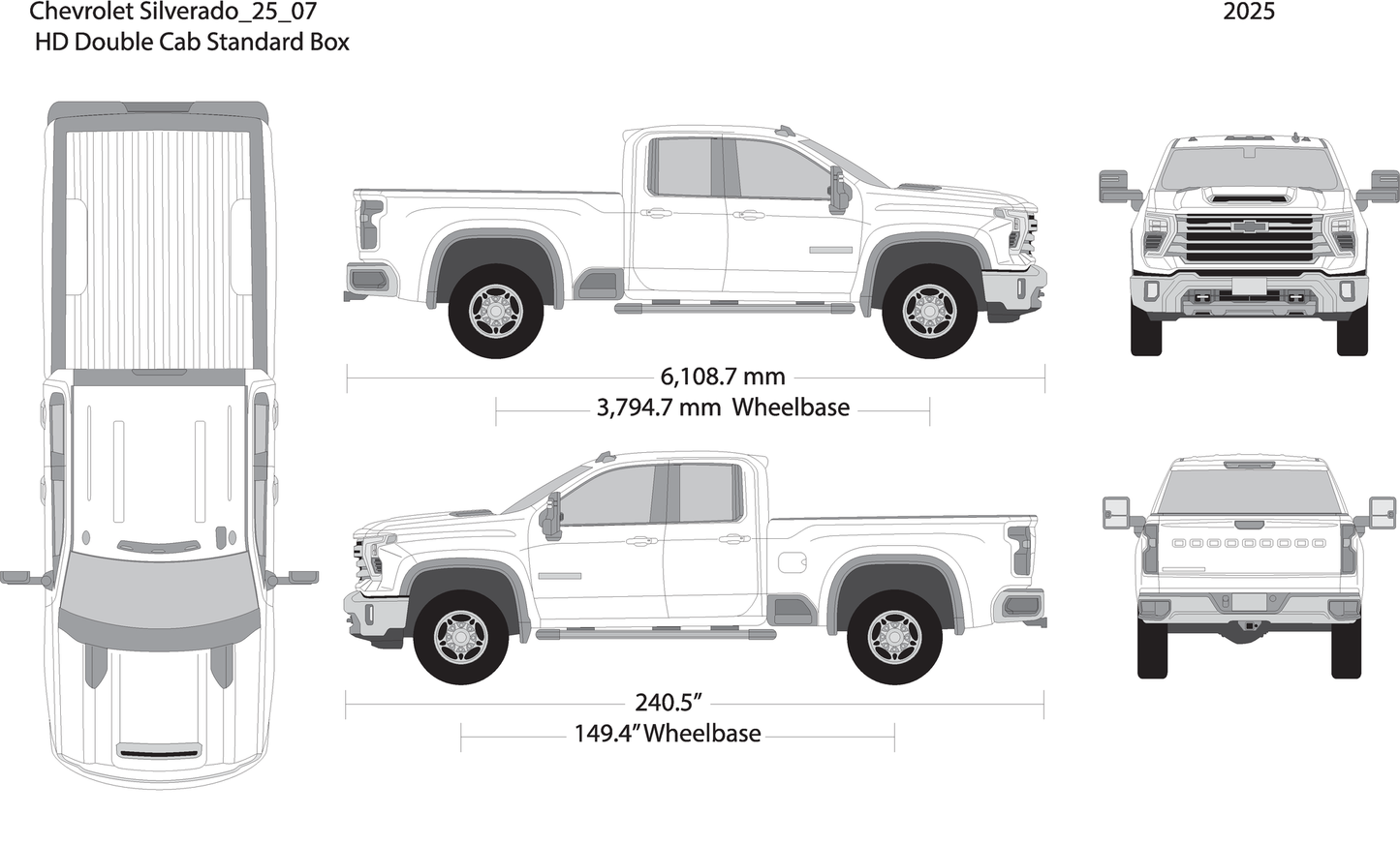 2025 Chevy Silverado 2500 3500 Hd V07 Vehicle Wrap Template