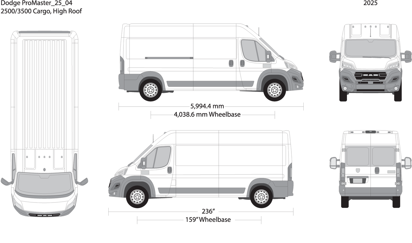 2025 Dodge Promaster V04 Vehicle Wrap Template