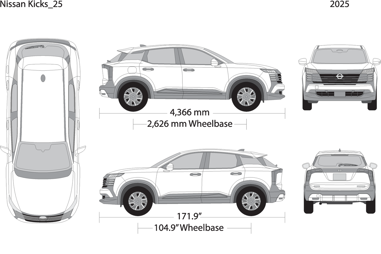 2025 Nissan Kicks V25 Vehicle Wrap Template