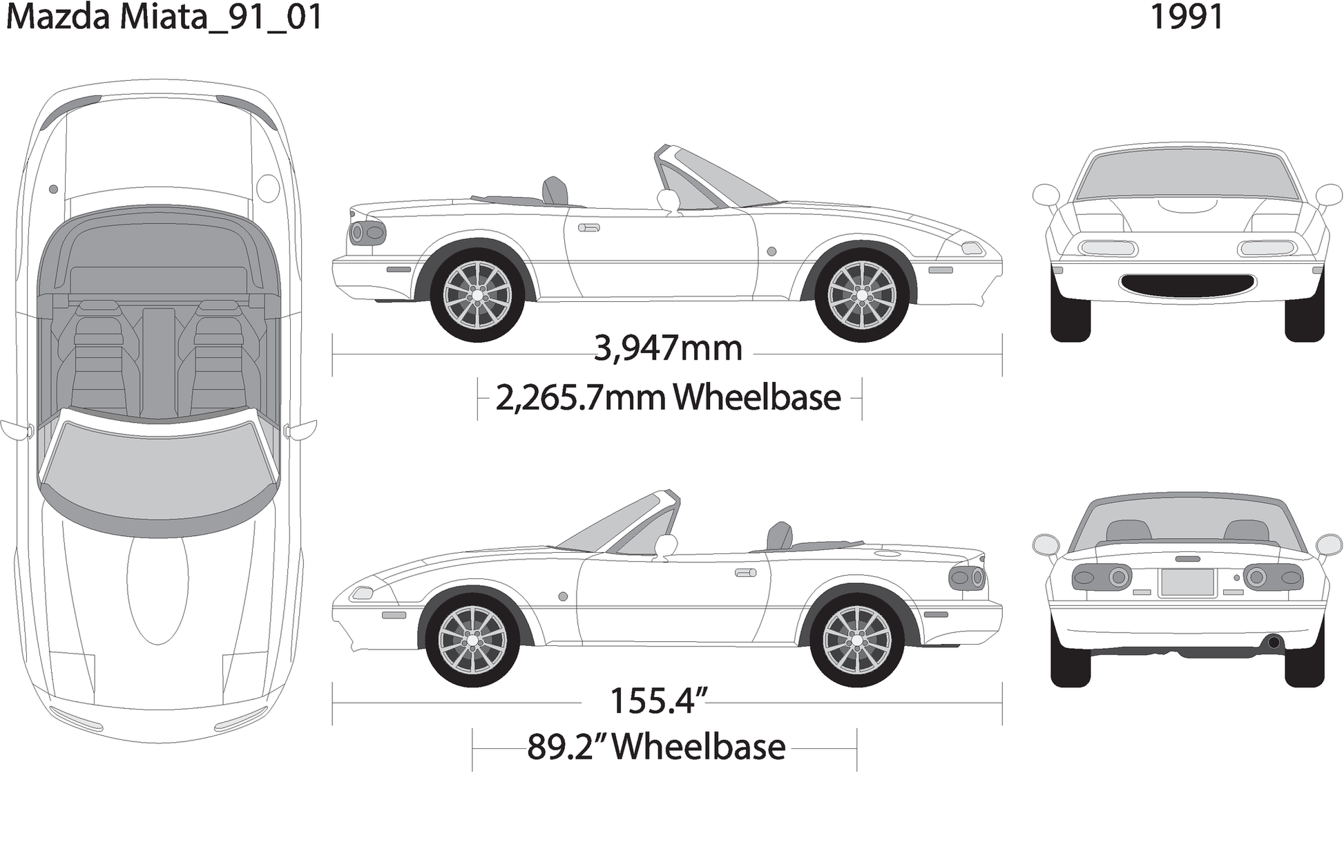 1991 Mazda Miata V01 Vehicle Wrap Template