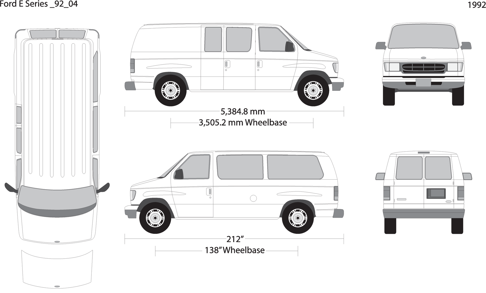 1992 Ford E Series V04 Vehicle Wrap Template