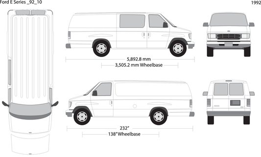 1992 Ford E Series V10 Vehicle Wrap Template