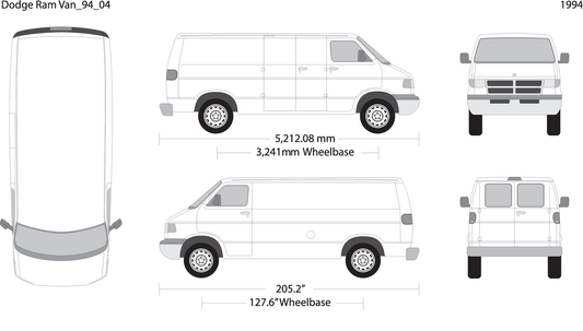 1994 Dodge Ram Van V04 Vehicle Wrap Template