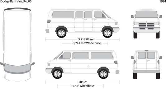 1994 Dodge Ram Van V06 Vehicle Wrap Template