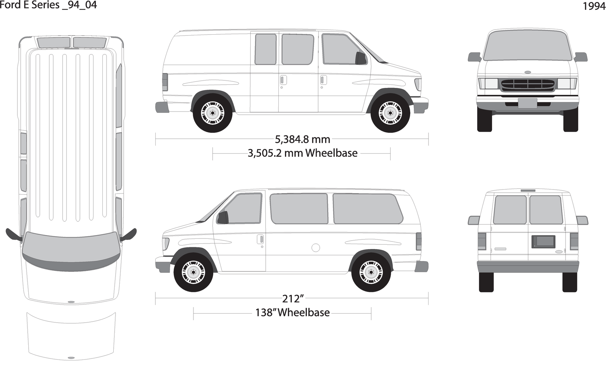 1994 Ford E Series V04 Vehicle Wrap Template