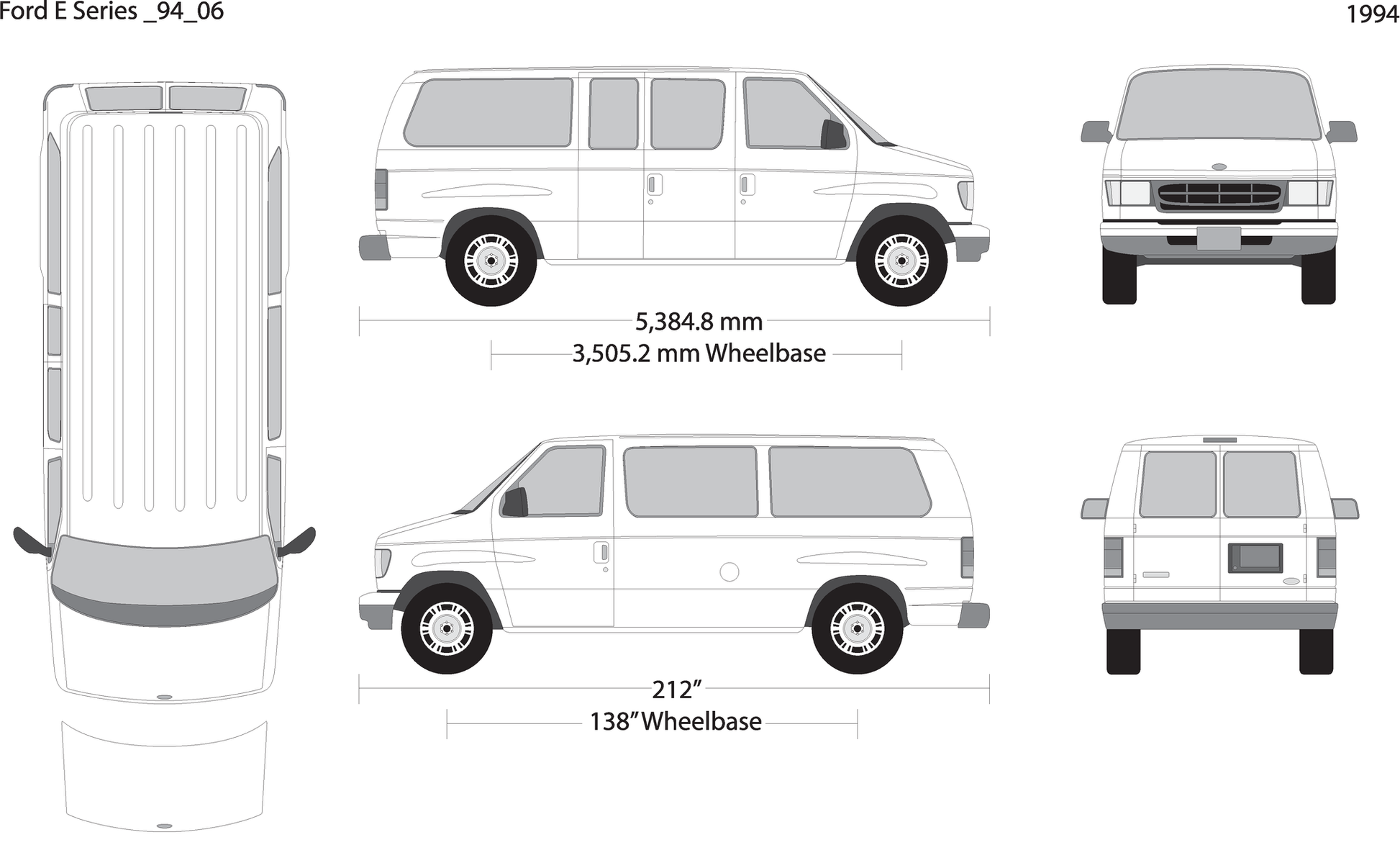 1994 Ford E Series V06 Vehicle Wrap Template