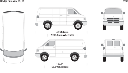 1995 Dodge Ram Van V01 Vehicle Wrap Template