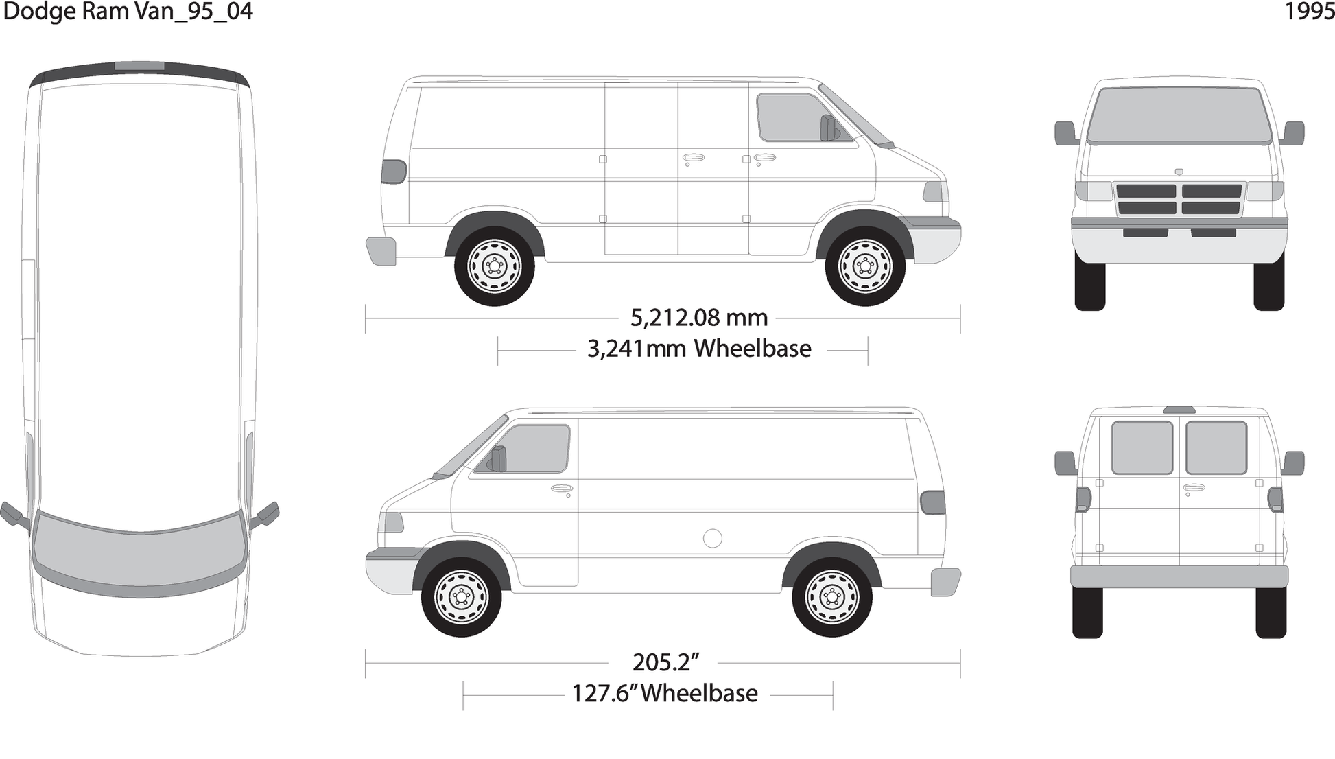 1995 Dodge Ram Van V04 Vehicle Wrap Template