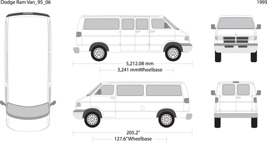 1995 Dodge Ram Van V06 Vehicle Wrap Template