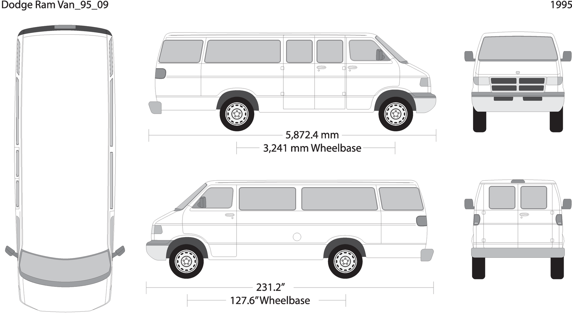 1995 Dodge Ram Van V09 Vehicle Wrap Template