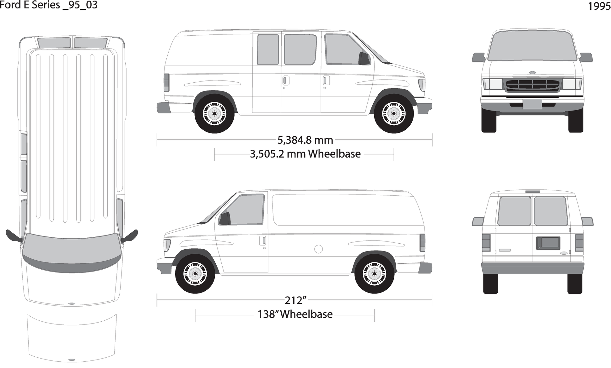 1995 Ford E Series V03 Vehicle Wrap Template