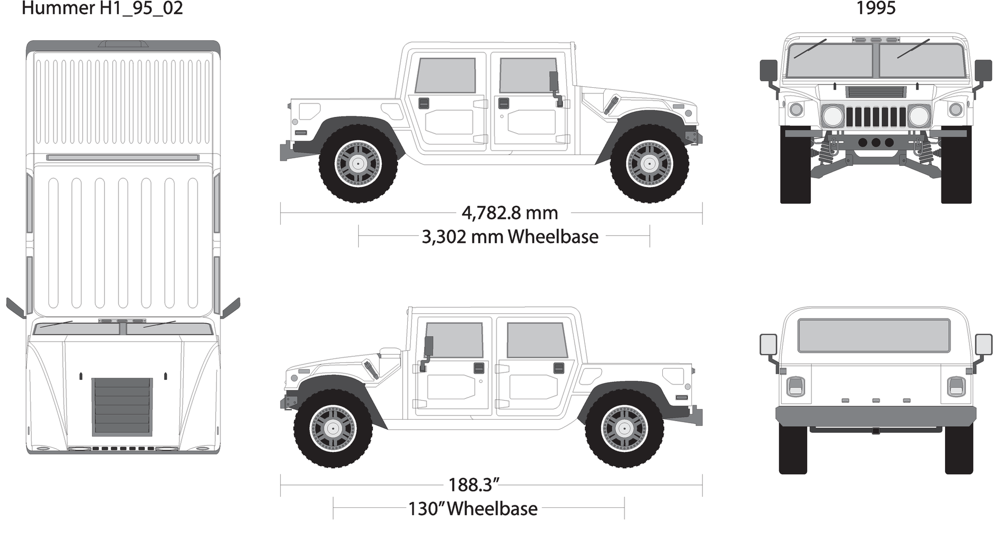 1995 Hummer H1 V02 Vehicle Wrap Template