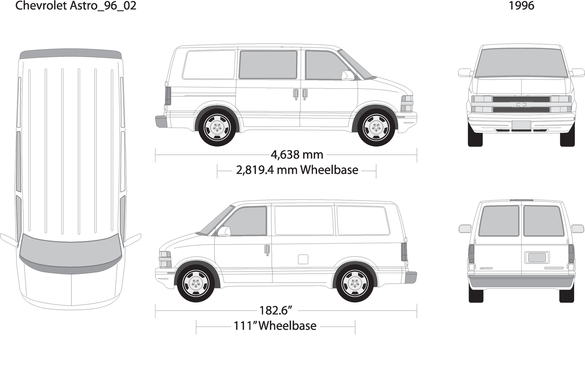 1996 Chevy Astro V02 Vehicle Wrap Template