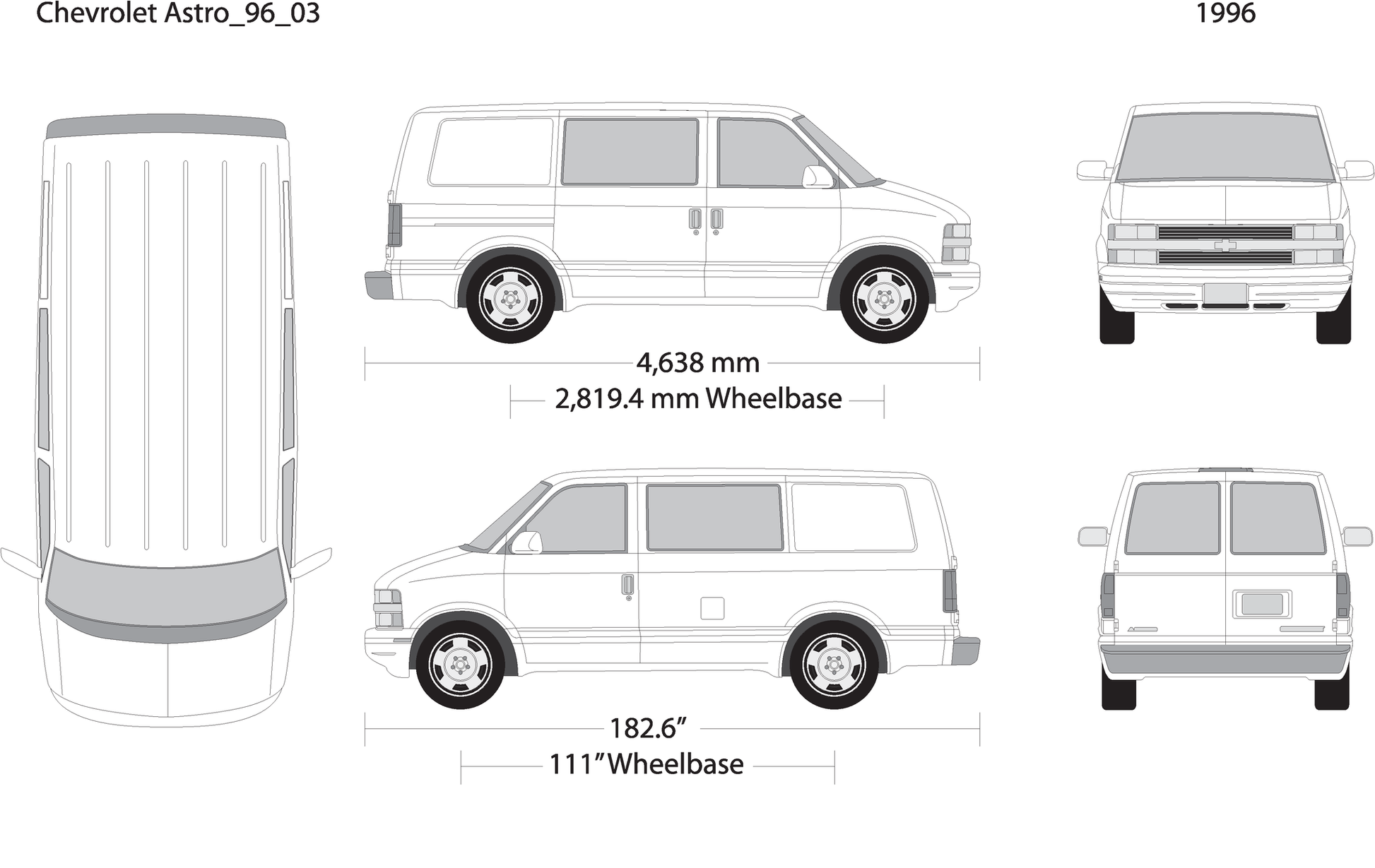 1996 Chevy Astro V03 Vehicle Wrap Template