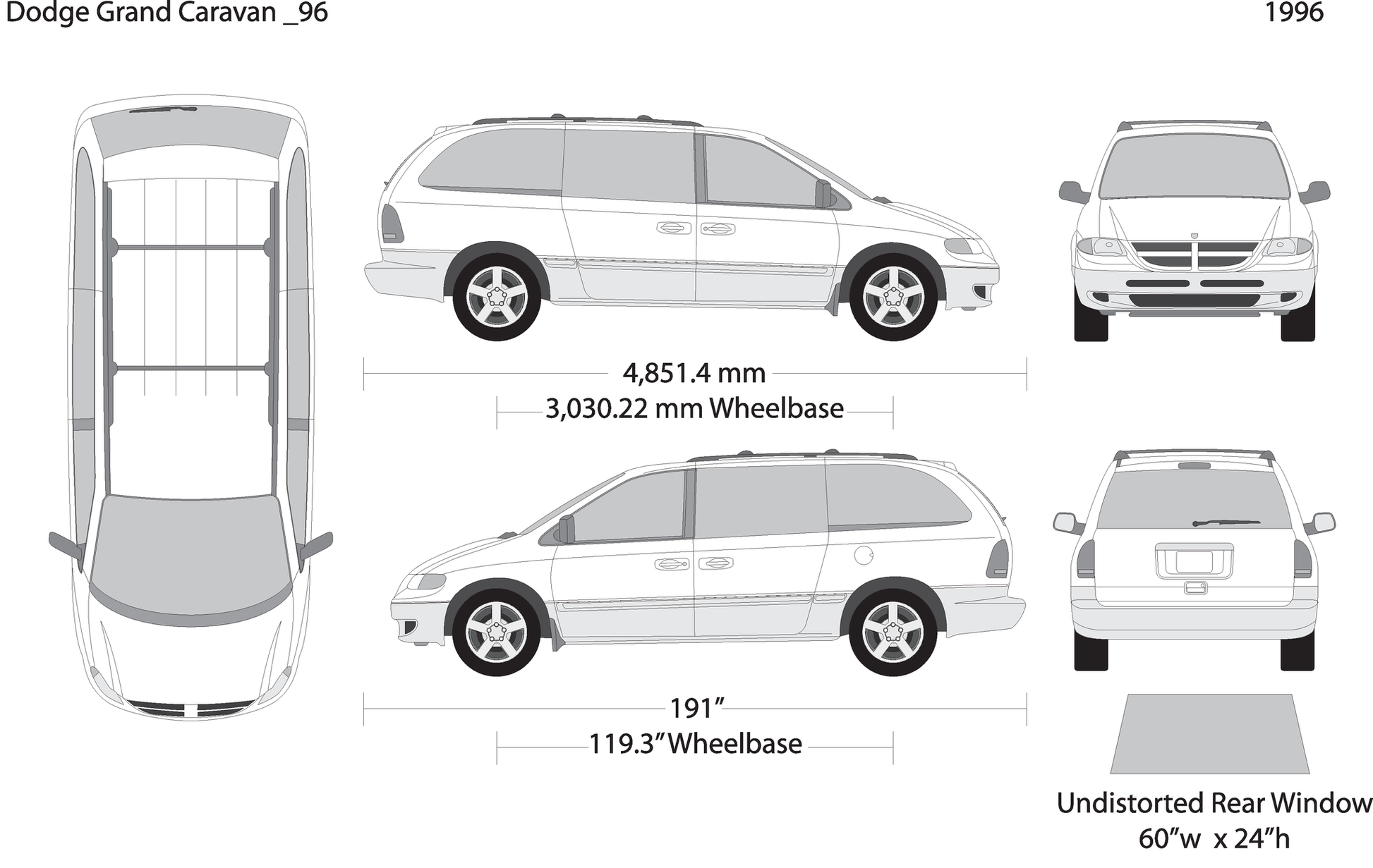 1996 Dodge Grand Caravan V96 Vehicle Wrap Template