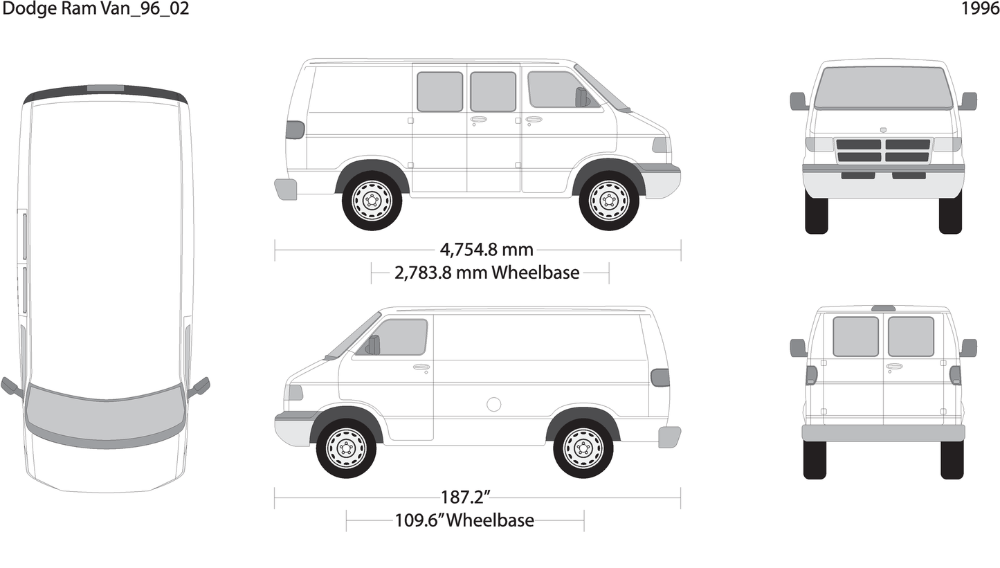 1996 Dodge Ram Van V02 Vehicle Wrap Template