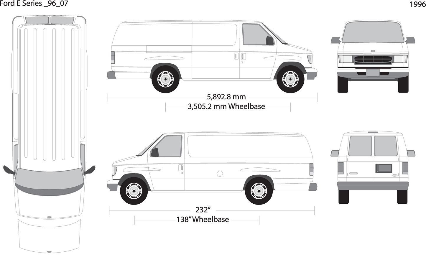 1996 Ford E Series V07 Vehicle Wrap Template