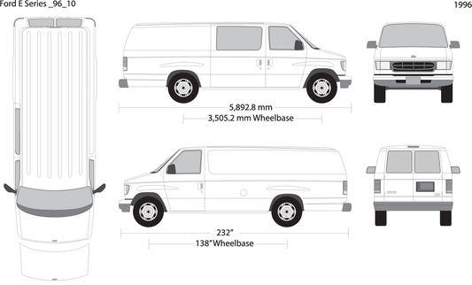 1996 Ford E Series V10 Vehicle Wrap Template