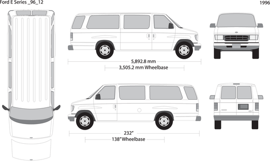 1996 Ford E Series V12 Vehicle Wrap Template