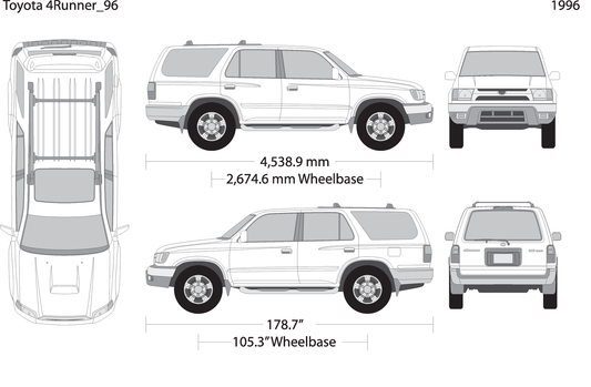 1996 Toyota 4 Runner V96 Vehicle Wrap Template