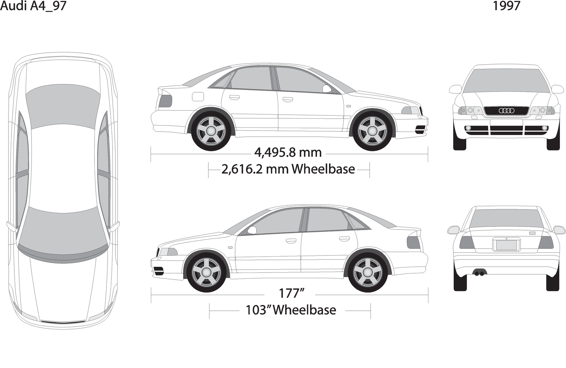 1997 Audi A4 V01 Vehicle Wrap Template