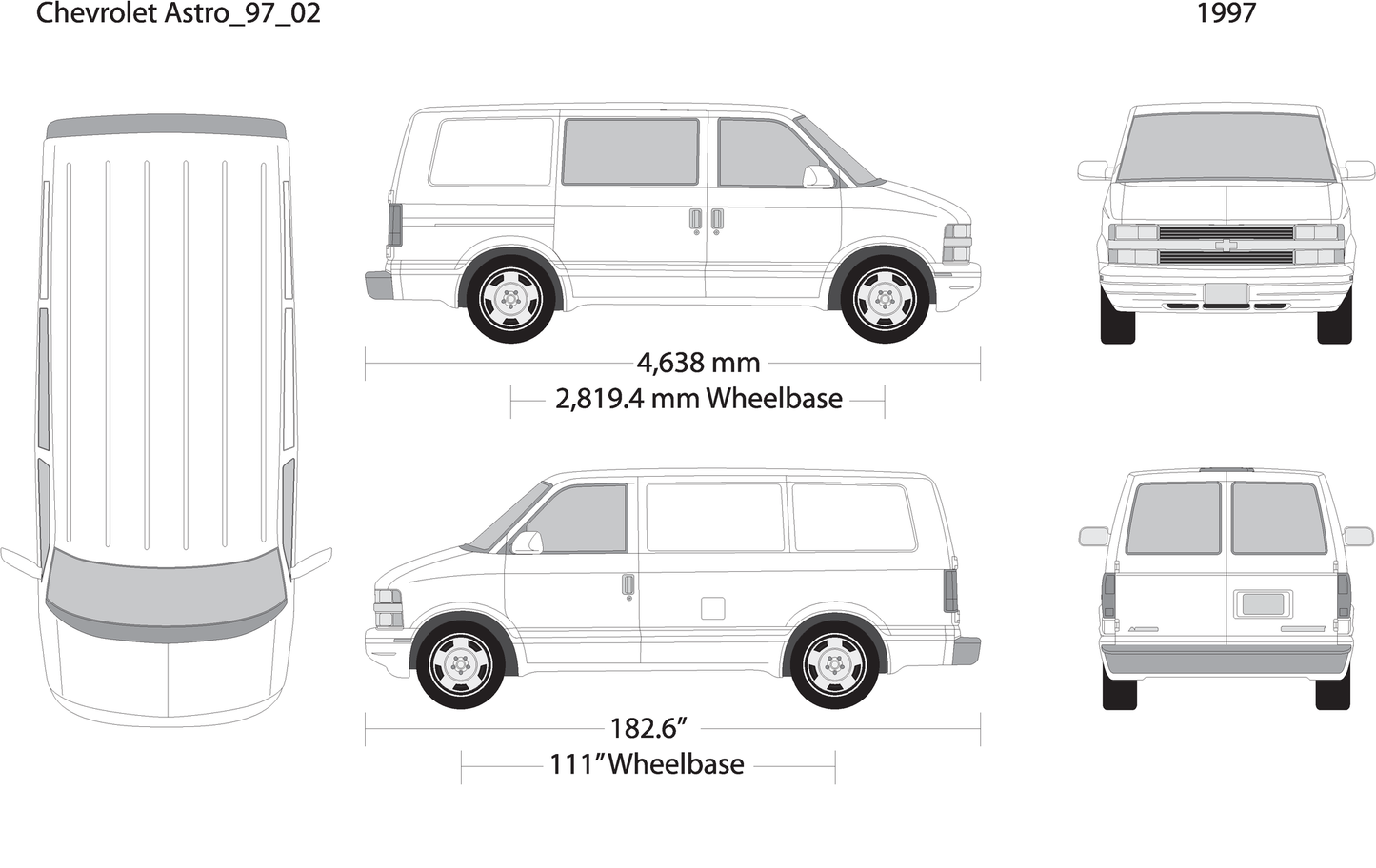 1997 Chevy Astro V02 Vehicle Wrap Template