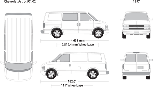 1997 Chevy Astro V02 Vehicle Wrap Template