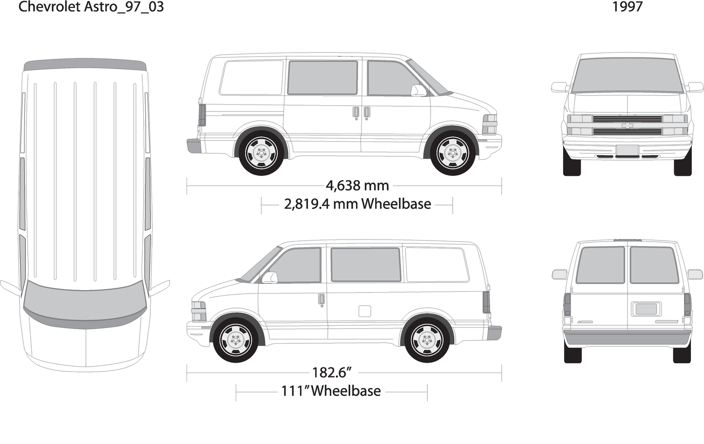 1997 Chevy Astro V03 Vehicle Wrap Template