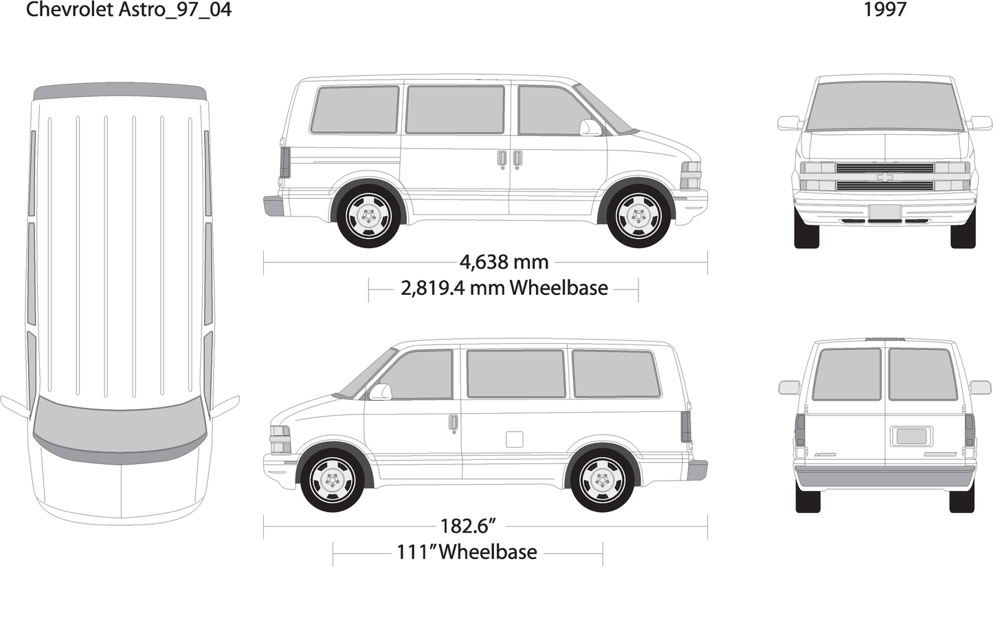 1997 Chevy Astro V04 Vehicle Wrap Template