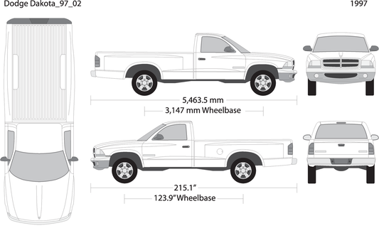 1997 Dodge Dakota V02 Vehicle Wrap Template