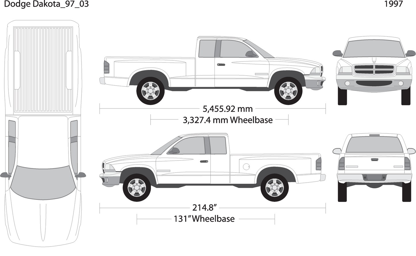 1997 Dodge Dakota V03 Vehicle Wrap Template